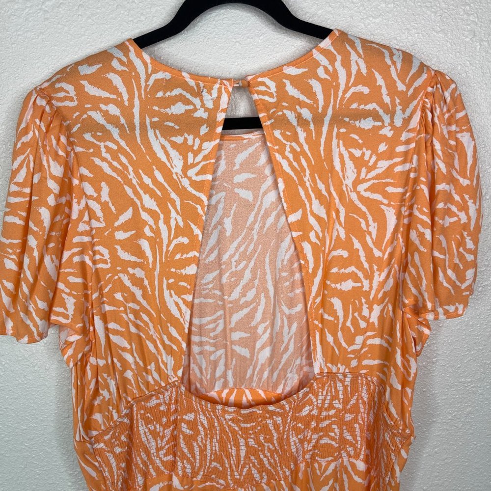NEW AFRM Jamie Print Open Back Short Sleeve Dress In Coral Zebra Size XXL - Picture 5 of 6